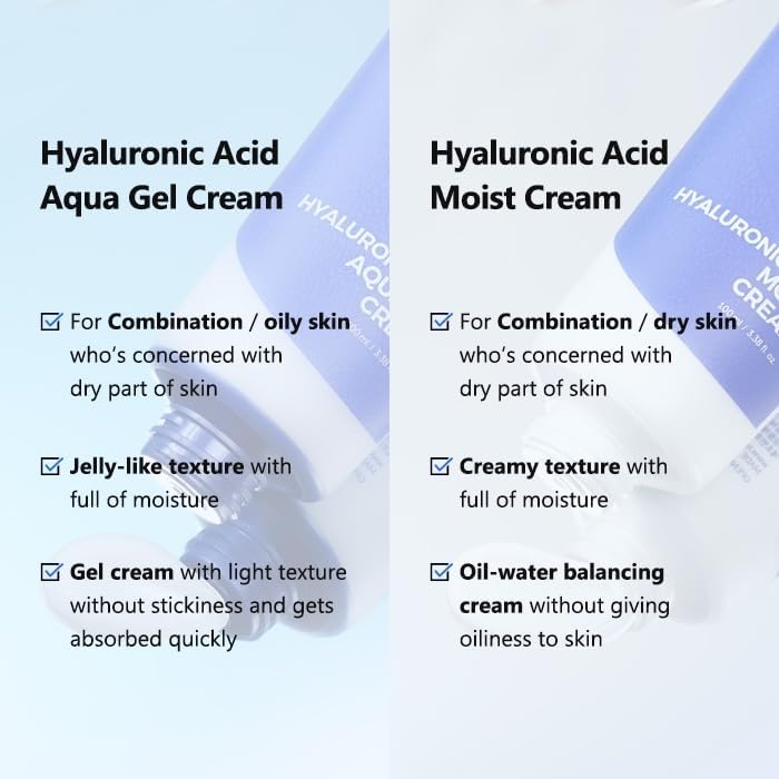 ISNTREE Hyaluronic Acid Aqua Gel Cream 100 ml, Crema Gel Hidratante Facial de Ácido Hialurónico