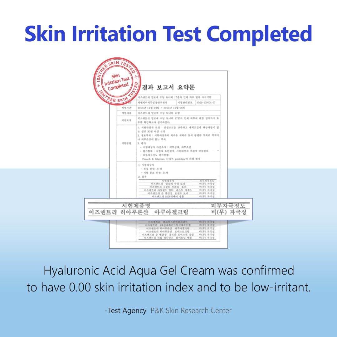 ISNTREE Hyaluronic Acid Aqua Gel Cream 100 ml, Crema Gel Hidratante Facial de Ácido Hialurónico