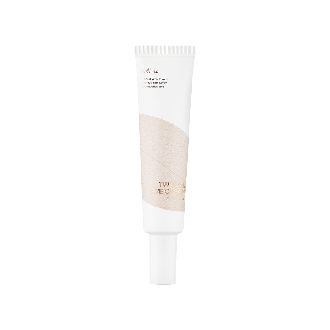 Isntree TW-REAL Eye Cream 30 ml, Crema para contorno de ojos, combate las ojeras, las bolsas debajo de los ojos, reduce las líneas finas, la hinchazón, la sequedad, las manchas opacas debajo de los ojos