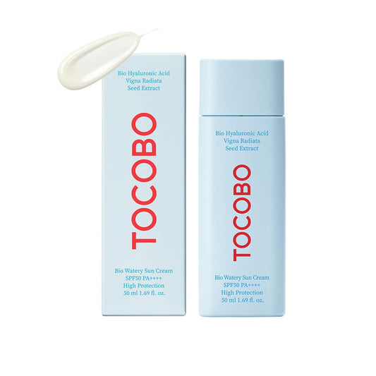 TOCOBO [TOCOBO] Crema solar acuosa BIO SPF50+ PA++ 1.69 onzas líquidas / 1.76 oz | Textura acuosa, acabado suave, potente protección UV, ingredientes naturales, ácido hialurónico, hidratante, elasticidad | EWG verde + sin PEG, protector solar vegano corea
