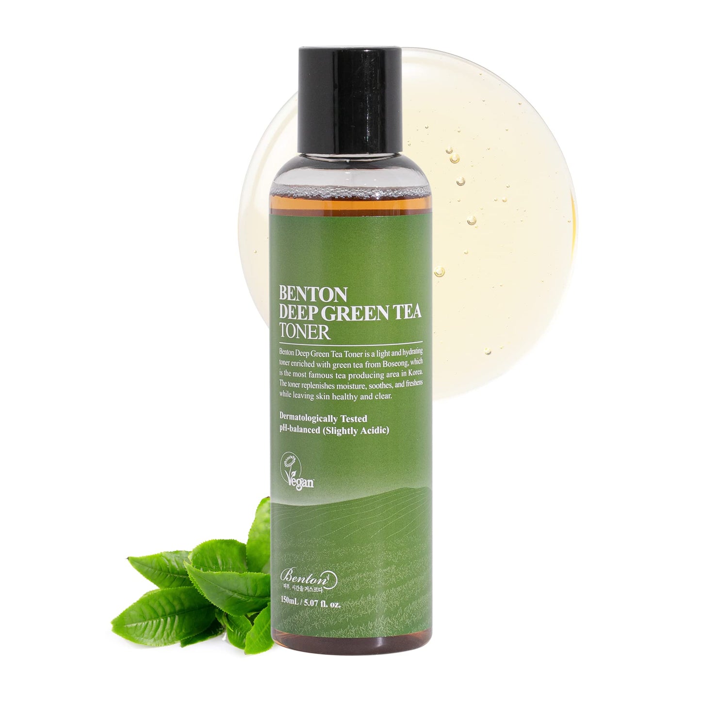 BENTON Deep Green Tea Toner 150ml (5.07 fl.oz.) - Nourishing & Hydrating Facial Toner for Oily and Sensitive Skin, Skin Soothing & Purifying