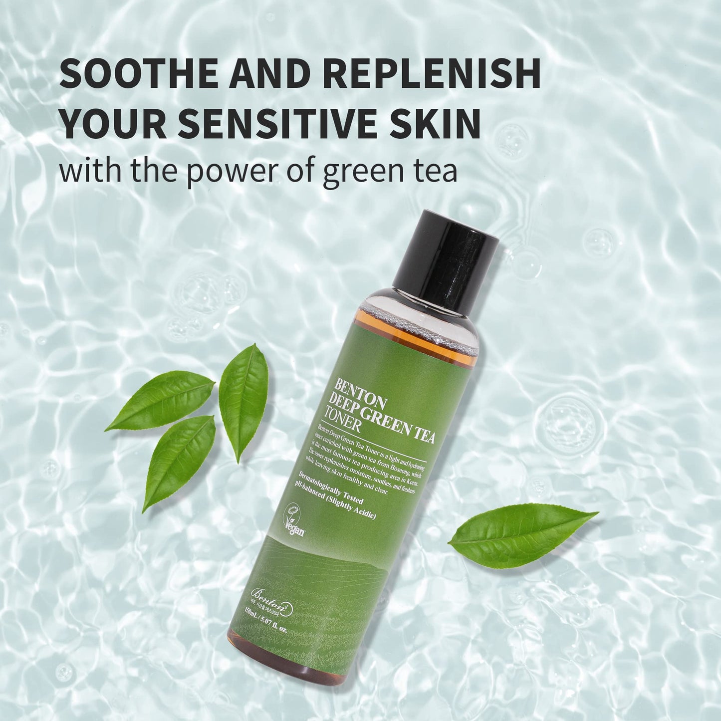 BENTON Deep Green Tea Toner 150ml (5.07 fl.oz.) - Nourishing & Hydrating Facial Toner for Oily and Sensitive Skin, Skin Soothing & Purifying