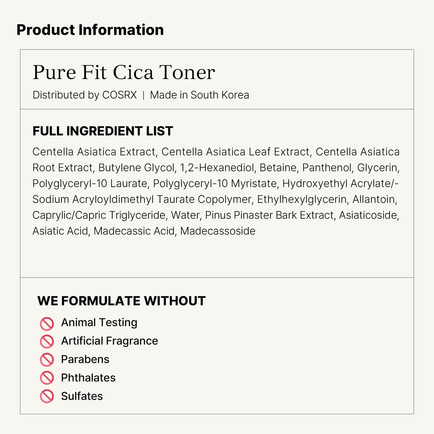 COSRX Pure Fit CICA Toner, 150ml| Soothing Toner | Vegan, Cruelty Free, Paraben Free